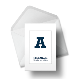A graduation announcement with the block A logo.